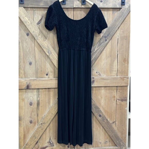 Vintage CACHE Gold Label Black Stretch Wide Leg Jumpsuit 90s Women’s Sz L - Picture 6 of 6